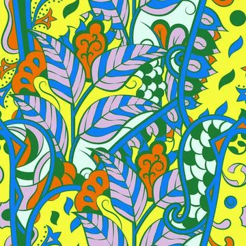 Tracery seamless pattern. Mehndi design. 6 colors. Ethnic doodle texture. Cur 스톡 일러스트