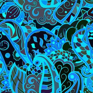 Tracery seamless pattern. Mehndi design. Dark sharp colors. Ethnic doodle tex Stock Illustration