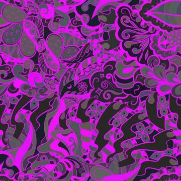 Tracery seamless pattern. Mehndi design. Dark sharp colors. Ethnic doodle tex 스톡 일러스트