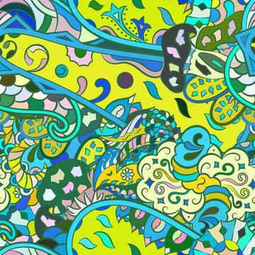 Tracery seamless pattern. Mehndi design. Ethnic doodle texture. Curved doodli Stock Illustration