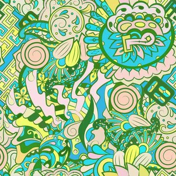 Tracery seamless pattern. Mehndi design. Ethnic doodle texture. Curved doodli Illustrazione stock