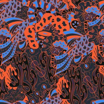 Tracery seamless pattern. Mehndi design. Dark sharp colors. 6 colors. Ethnic  스톡 일러스트