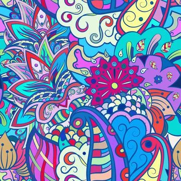 Tracery seamless pattern. Mehndi design. Ethnic doodle texture. Curved doodli Stock Illustration