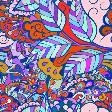 Tracery seamless pattern. Mehndi design. Ethnic doodle texture. Curved doodli Stock Illustration