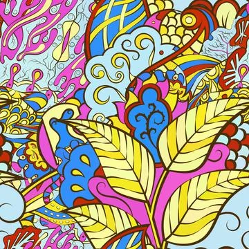 Tracery seamless pattern. Mehndi design. Ethnic doodle texture. Curved doodli Stock Illustration