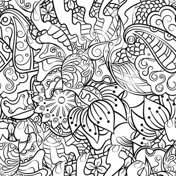 Tracery seamless pattern. Mehndi design. Binary monochrome black and white. E Illustrazione stock