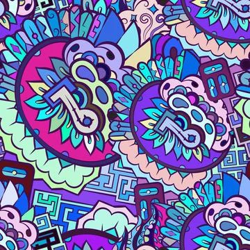 Tracery seamless pattern. Mehndi design. Ethnic doodle texture. Curved doodli Illustrazione stock
