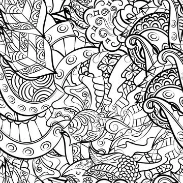 Tracery seamless pattern. Mehndi design. Binary monochrome black and white. E Illustrazione stock