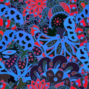 Tracery seamless pattern. Mehndi design. Dark sharp colors. Ethnic doodle tex Stock Illustration