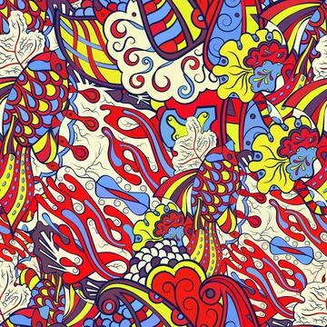 Tracery seamless pattern. Mehndi design. Ethnic doodle texture. Curved doodli 스톡 일러스트