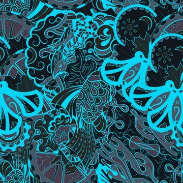 Tracery seamless pattern. Mehndi design. Dark sharp colors. 6 colors. Ethnic  스톡 일러스트