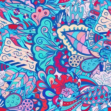 Tracery seamless pattern. Mehndi design. Ethnic doodle texture. Curved doodli Illustrazione stock