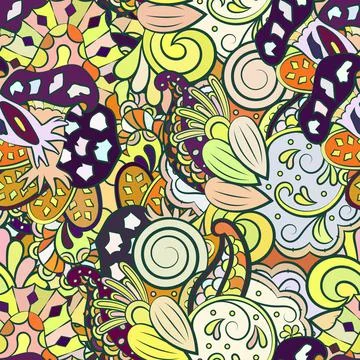Tracery seamless pattern. Mehndi design. Ethnic doodle texture. Curved doodli Stock Illustration