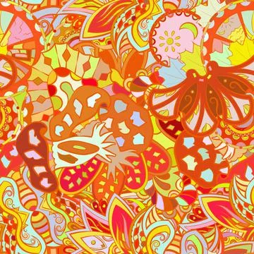 Tracery seamless pattern. Mehndi design. Ethnic doodle texture. Curved doodli Stock Illustration