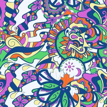 Tracery seamless pattern. Mehndi design. 6 colors. Ethnic doodle texture. Cur Illustrazione stock