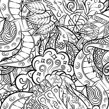 Tracery seamless pattern. Mehndi design. Binary monochrome black and white. E Stock Illustration