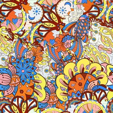 Tracery seamless pattern. Mehndi design. Ethnic doodle texture. Curved doodli Illustrazione stock