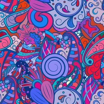 Tracery seamless pattern. Mehndi design. Ethnic doodle texture. Curved doodli Stock Illustration