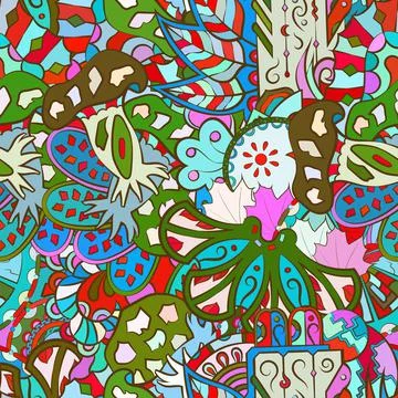 Tracery seamless pattern. Mehndi design. Ethnic doodle texture. Curved doodli Illustrazione stock