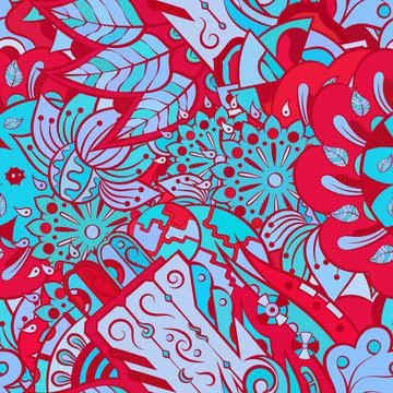 Tracery seamless pattern. Mehndi design. Ethnic doodle texture. Curved doodli Stock Illustration