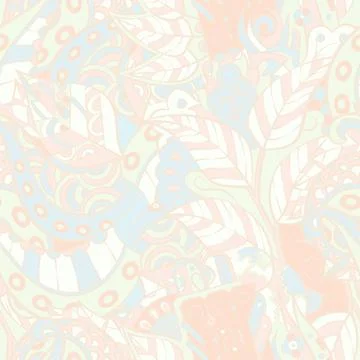 Tracery seamless pattern. Mehndi design. Pastel. 7 colors. Ethnic doodle text Stock Illustration