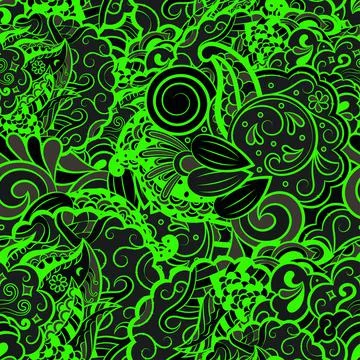 Tracery seamless pattern. Mehndi design. Dark sharp colors. 6 colors. Ethnic  库存插图