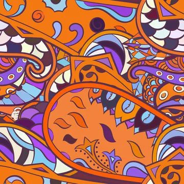 Tracery seamless pattern. Mehndi design. Ethnic doodle texture. Curved doodli 스톡 일러스트