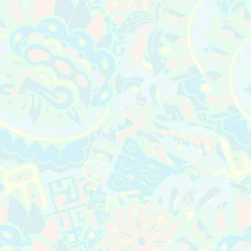 Tracery seamless pattern. Mehndi design. Pastel. 7 colors. Ethnic doodle text Illustrazione stock