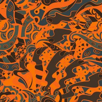 Tracery seamless pattern. Mehndi design. Dark sharp colors. 6 colors. Ethnic  Stock Illustration