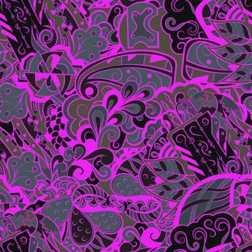 Tracery seamless pattern. Mehndi design. Dark sharp colors. 6 colors. Ethnic  스톡 일러스트