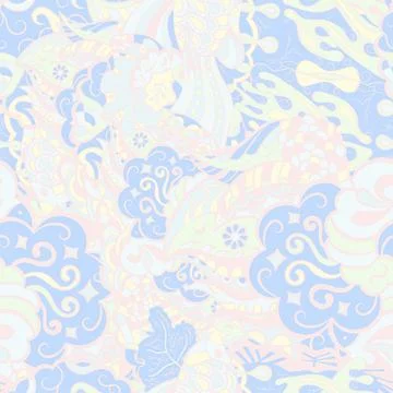Tracery seamless pattern. Mehndi design. Pastel. 6 colors. Ethnic doodle text Illustrazione stock
