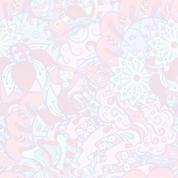 Tracery seamless pattern. Mehndi design. Pastel. 7 colors. Ethnic doodle text Illustrazione stock