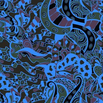 Tracery seamless pattern. Mehndi design. Dark sharp colors. 6 colors. Ethnic  库存插图