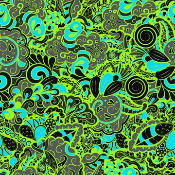 Tracery seamless pattern. Mehndi design. Dark sharp colors. 6 colors. Ethnic  Illustrazione stock