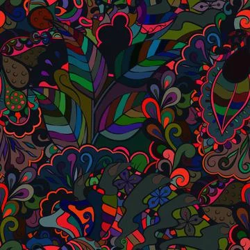 Tracery seamless pattern. Mehndi design. Dark sharp colors. Ethnic doodle tex 스톡 일러스트