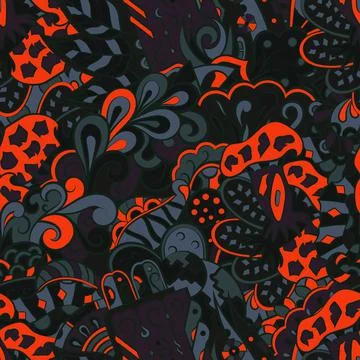 Tracery seamless pattern. Mehndi design. Dark sharp colors. 7 colors. Ethnic  Illustrazione stock