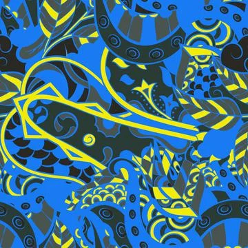 Tracery seamless pattern. Mehndi design. Dark sharp colors. 6 colors. Ethnic  Stock Illustration