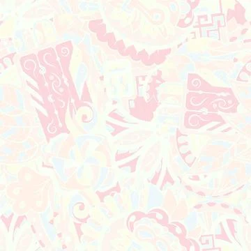 Tracery seamless pattern. Mehndi design. Pastel. 6 colors. Ethnic doodle text Stock Illustration