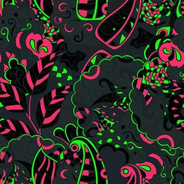 Tracery seamless pattern. Mehndi design. Dark sharp colors. 7 colors. Ethnic  Stockillustratie