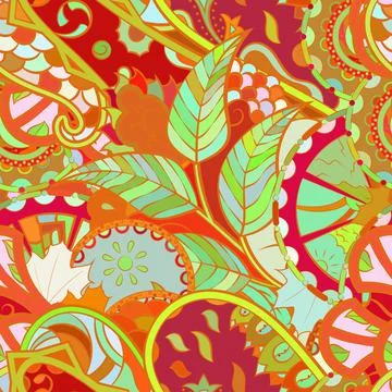 Tracery seamless pattern. Mehndi design. Ethnic doodle texture. Curved doodli Stock Illustration