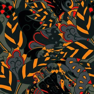 Tracery seamless pattern. Mehndi design. Dark sharp colors. 7 colors. Ethnic  스톡 일러스트