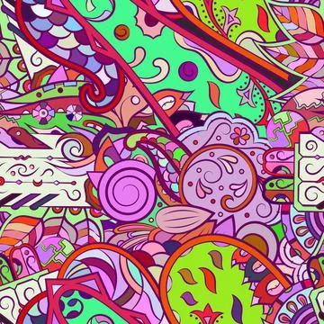 Tracery seamless pattern. Mehndi design. Ethnic doodle texture. Curved doodli Stock Illustration