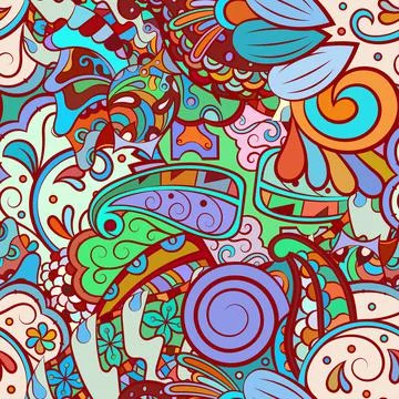 Tracery seamless pattern. Mehndi design. Ethnic doodle texture. Curved doodli Illustrazione stock