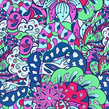 Tracery seamless pattern. Mehndi design. Ethnic doodle texture. Curved doodli Illustrazione stock