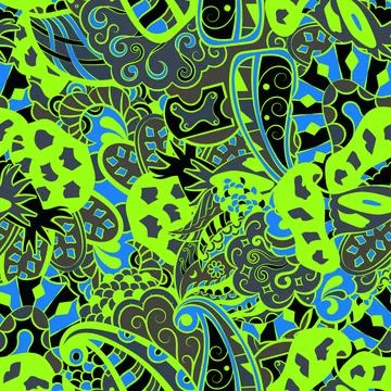 Tracery seamless pattern. Mehndi design. Dark sharp colors. 6 colors. Ethnic  스톡 일러스트