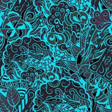 Tracery seamless pattern. Mehndi design. Dark sharp colors. 6 colors. Ethnic  库存插图