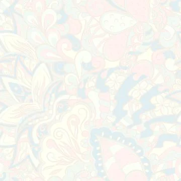 Tracery seamless pattern. Mehndi design. Pastel. 7 colors. Ethnic doodle text Stock-Illustration