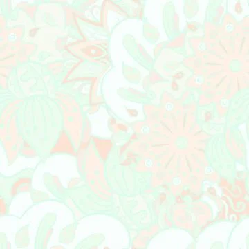 Tracery seamless pattern. Mehndi design. Pastel. 7 colors. Ethnic doodle text Stock Illustration