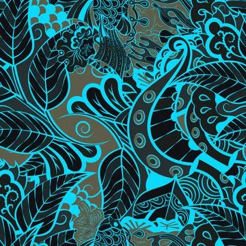Tracery seamless pattern. Mehndi design. Dark sharp colors. 6 colors. Ethnic  스톡 일러스트