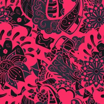 Tracery seamless pattern. Mehndi design. Dark sharp colors. 6 colors. Ethnic  Stock Illustration
